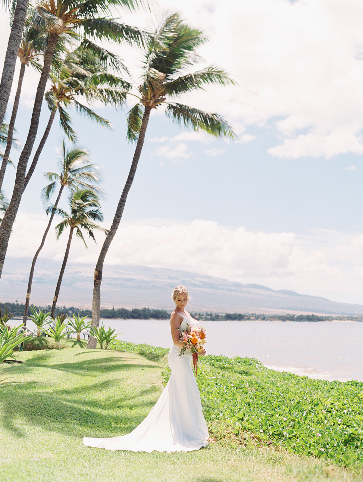 sugar beach bride with palm trees
